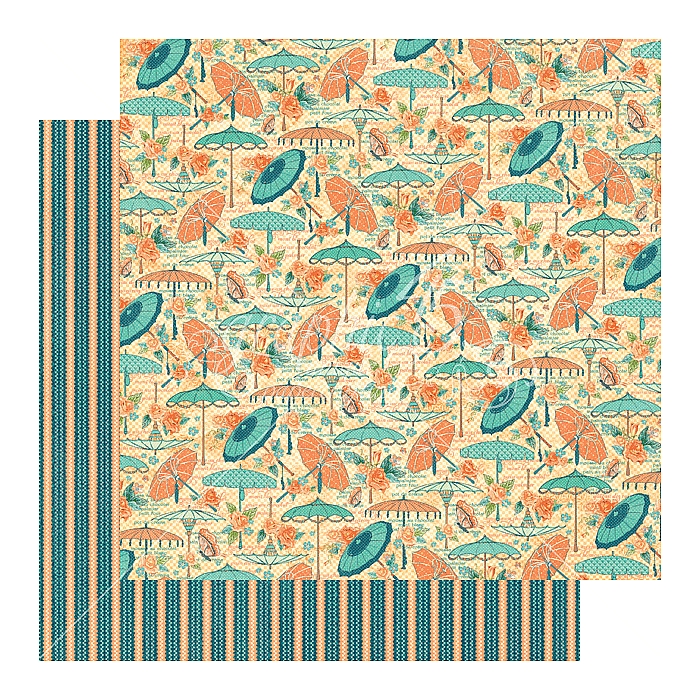 Graphic 45 - Cafe Parisian - Parasol Bouquet 12"x12" Paper (x10 Sheets)