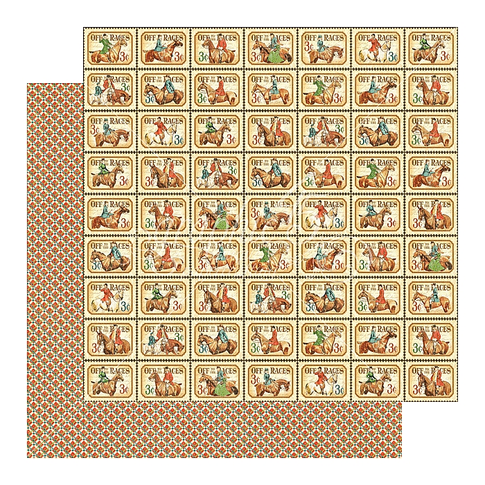 Graphic 45 - Off to the Races - Kentucky Derby 12"x12" Paper (x10 Sheets)