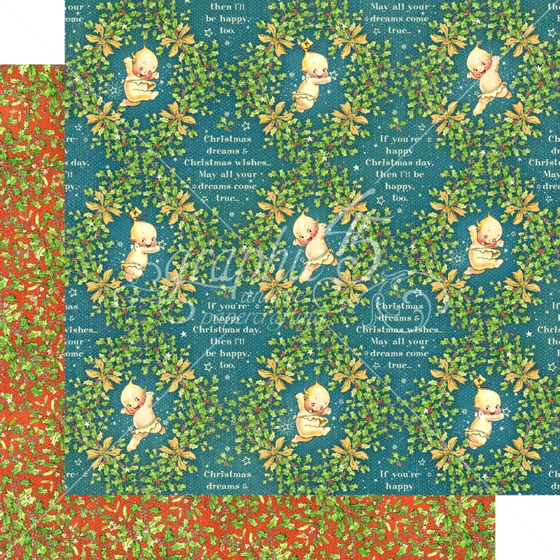 Kewpie Christmas 12x12 Paper Sold in Packs of 5 Sheets
