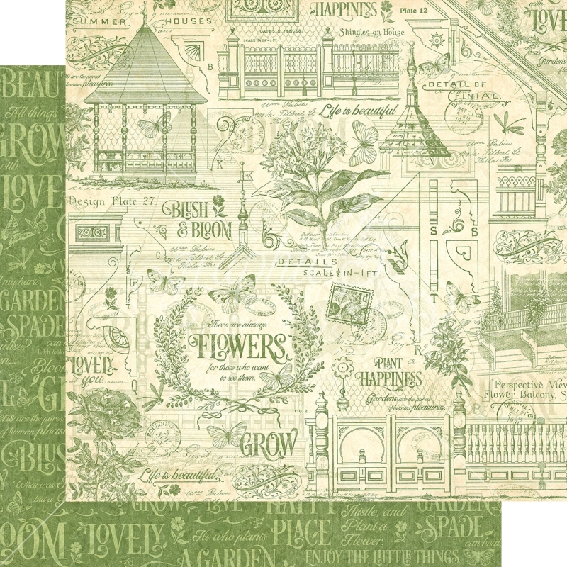 Graphic 45 - Bloom - Plant Happiness 12"x12" Paper (x5 Sheets)