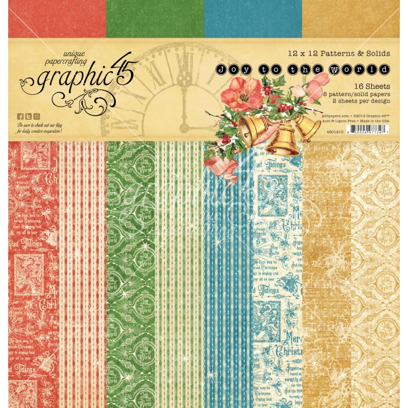 Graphic 45 - Joy to the World 12"x12" Patterns & Solids Pad