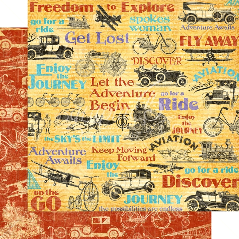 Graphic 45 - Life's A Journey - Fly Away 12"x12" Paper (x5 Sheets)