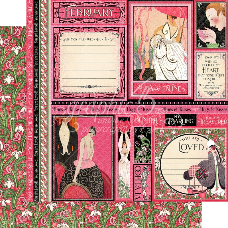Graphic 45 - Fashion Forward - February 12"x12" Paper (x5 Sheets)