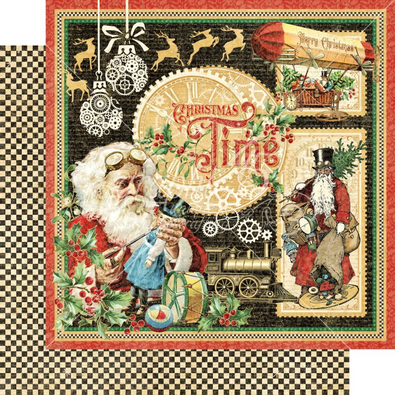 Christmas Time 12x12 Paper Sold in Packs of 5 Sheets
