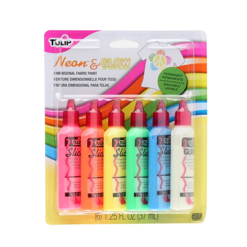 Tulip Neon &amp; Glow  Slick Dimensional Fabric Paint - 6 pack