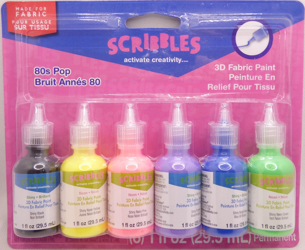Scribbles 80's Pop 3D Fabric Paint 6 pack