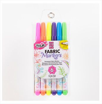 Tulip Neon Colour Fine Fabric Markers 6 pack