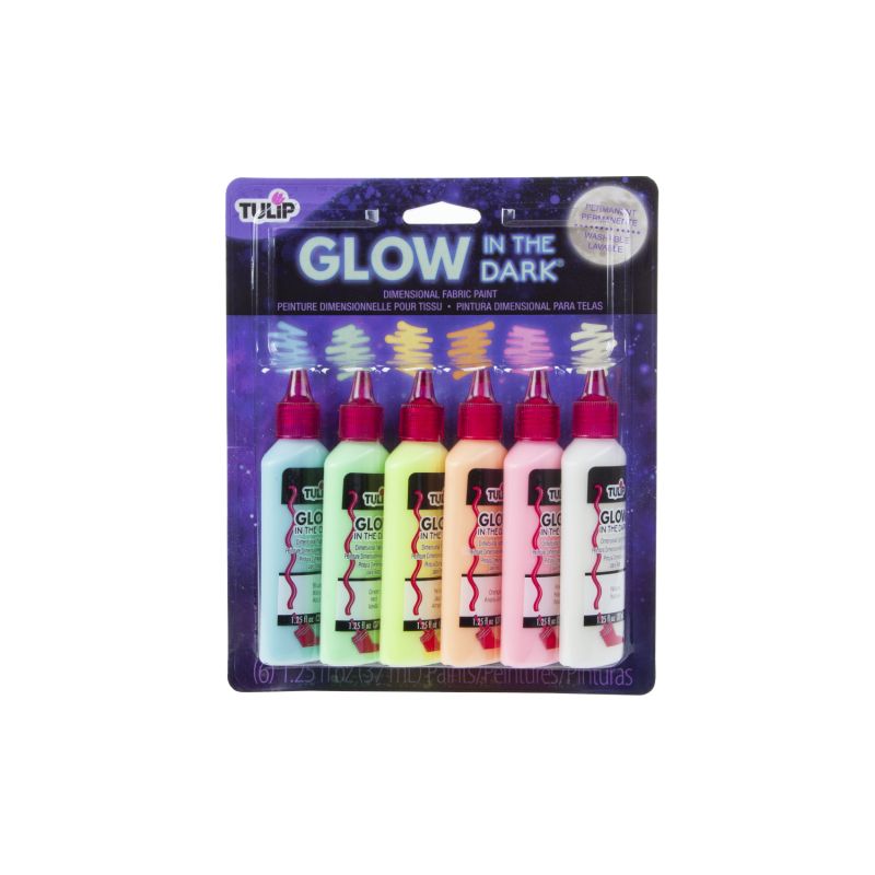 Tulip Glow-In-The-Dark Dimensional Fabric Paint  6 assorted Colours 