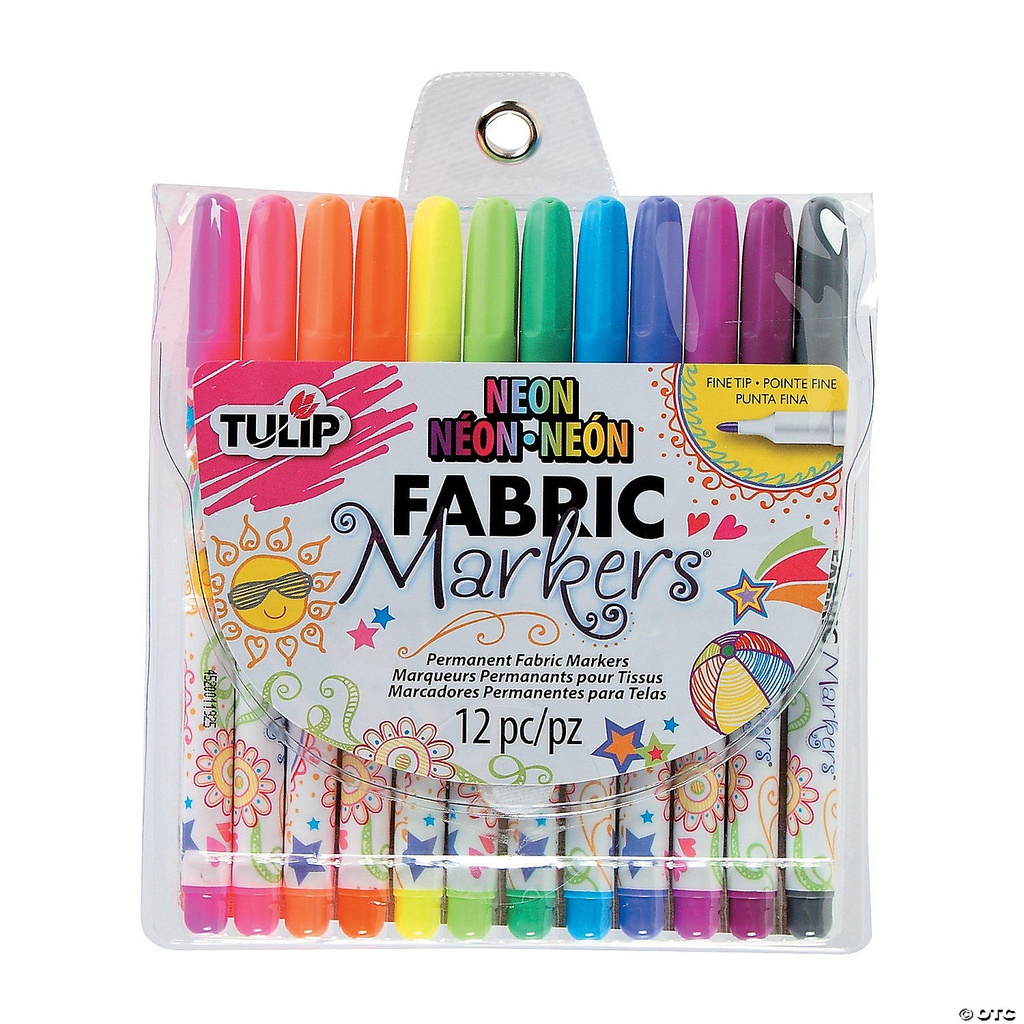 Tulip Neon Multi Fine Fabric Writers -12 pack