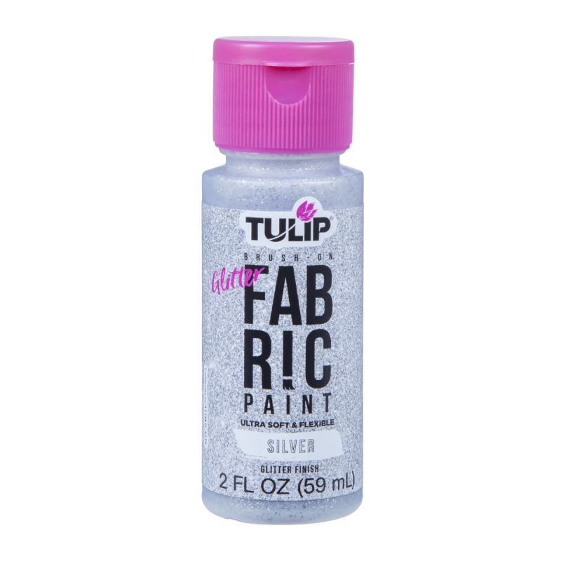 Tulip Glitter Silver Brush-On Fabric Paint 2oz