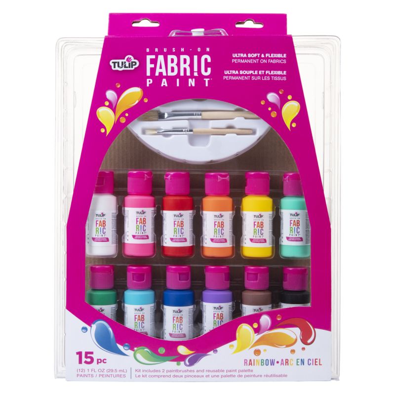 Tulip Brush-On Fabric Paint 1oz 12 Pack Kit - Rainbow