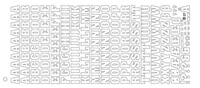 Alphabet (Outline)- Pack of 10 Gold on Gold Peel offs
