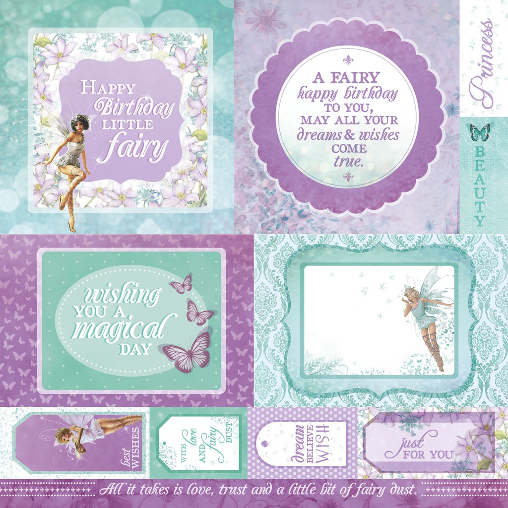 Fairy Dust 12x12 Scrapbook Paper Sold in Packs of 10 Sheets
