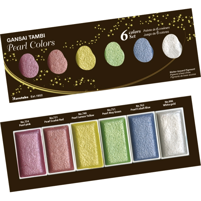 Gansai Tambi Pearl Colours x6 Set6 Colour Set - Pearl