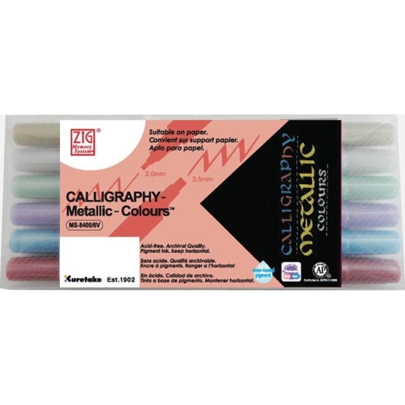 6 colour set Calligraphy Metallics ZIG MEMORY SYSTEM