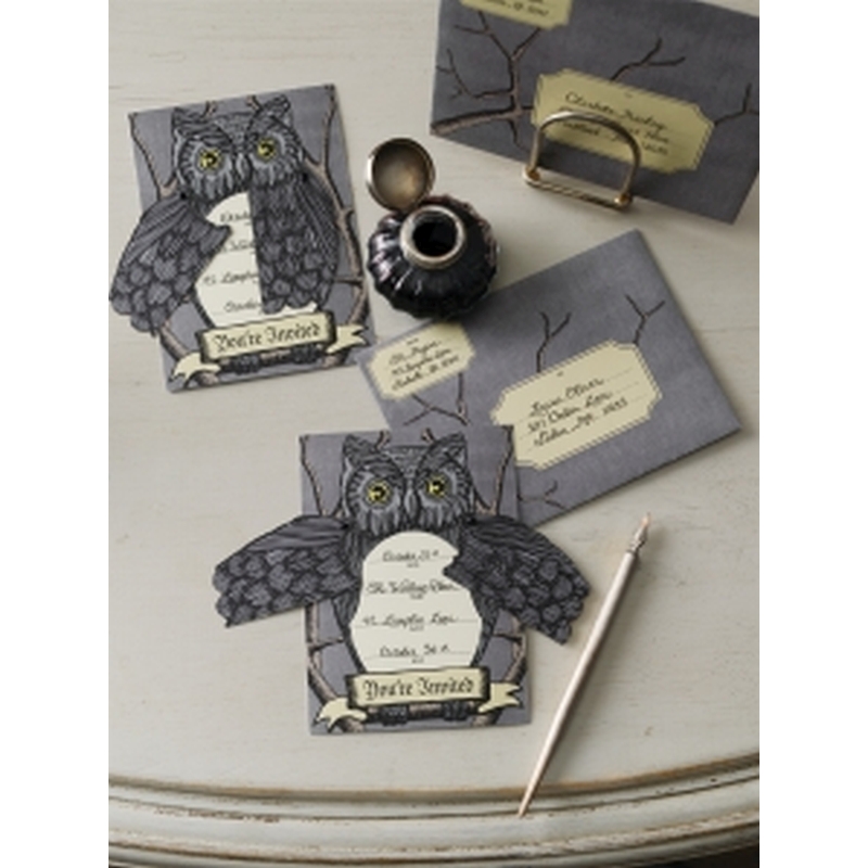 Elegant Witch Owl Invitations