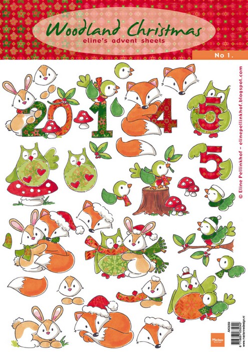 Elines Woodland Christmas 1 Sold in Packs of 10's