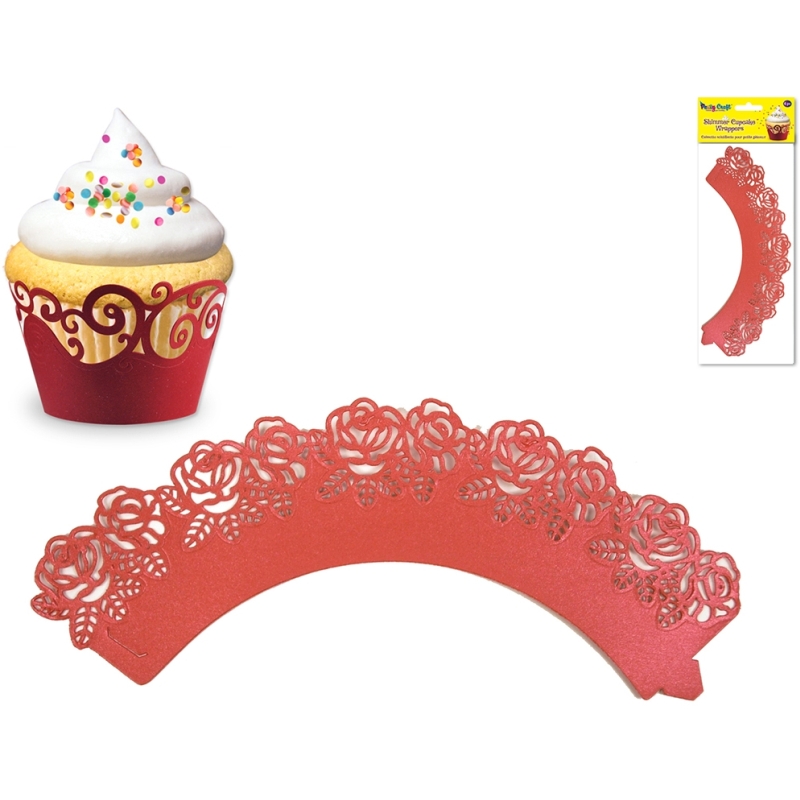 Cupcake Wrappers Rose Red3 x packs of 6