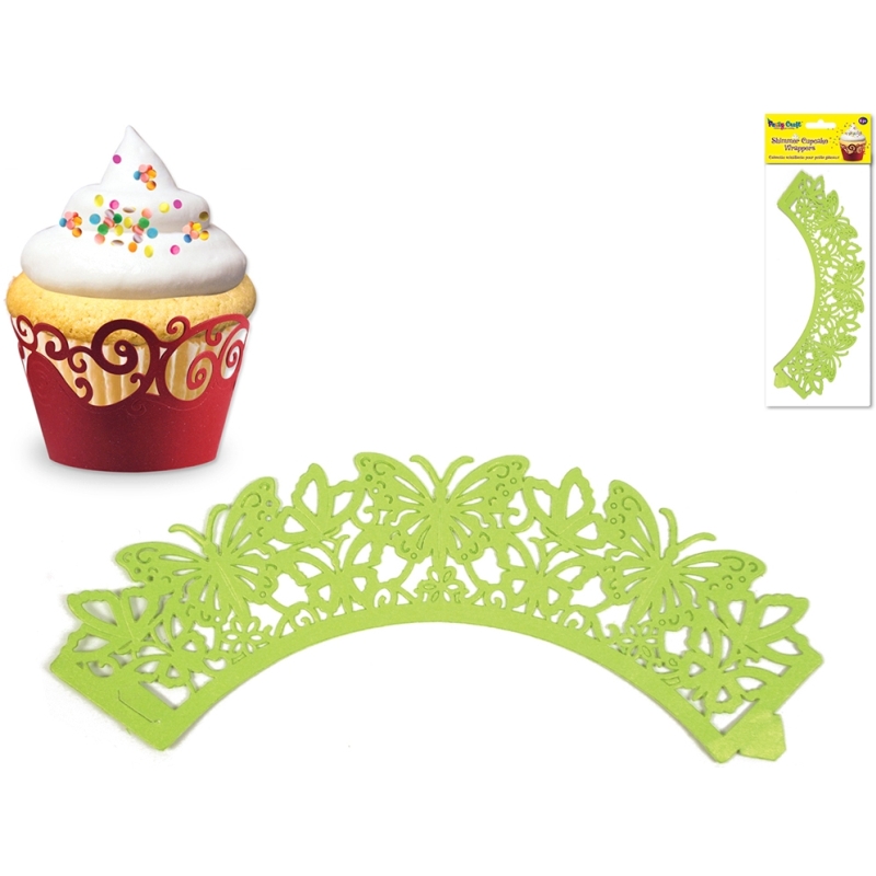C'cake Wrappers ButterflyGrn3 x packs of 6