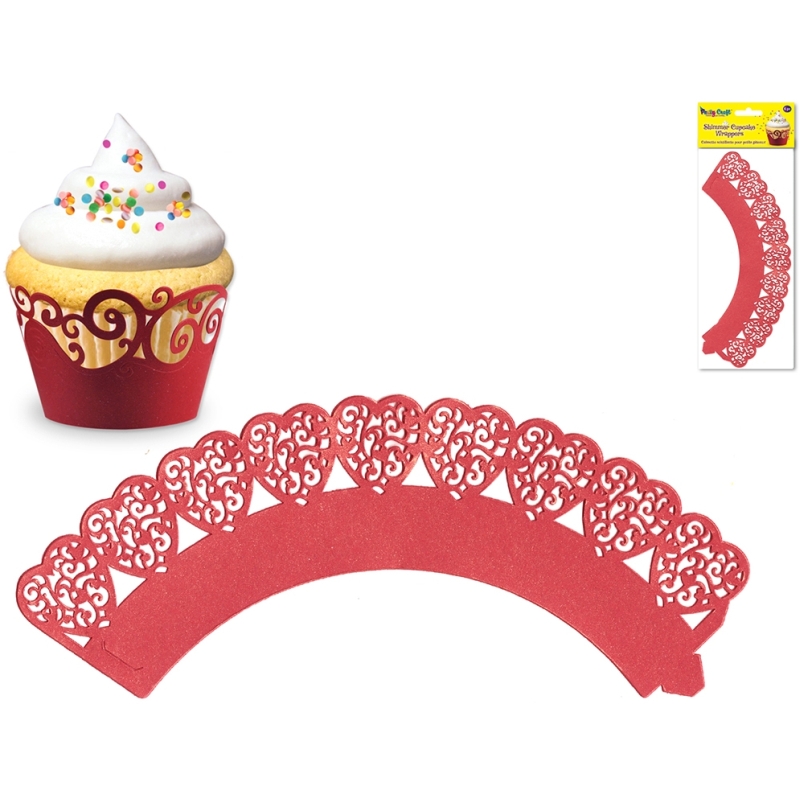 Cupcake Wrappers Hearts Afire3 x packs of 6