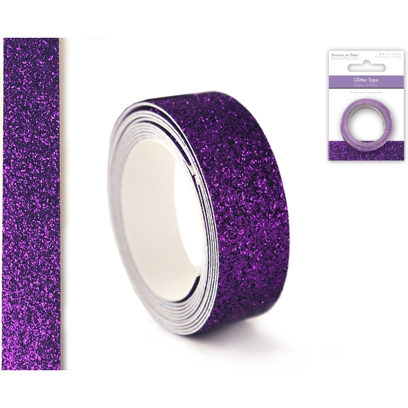 Glitter Tape 1.5cmx1.2m Purple Sold in 3's (3 x rolls)