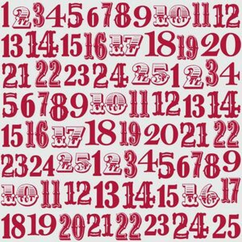 12x12 Trans - Noel Red NumbersSold in Packs of 10 Sheets