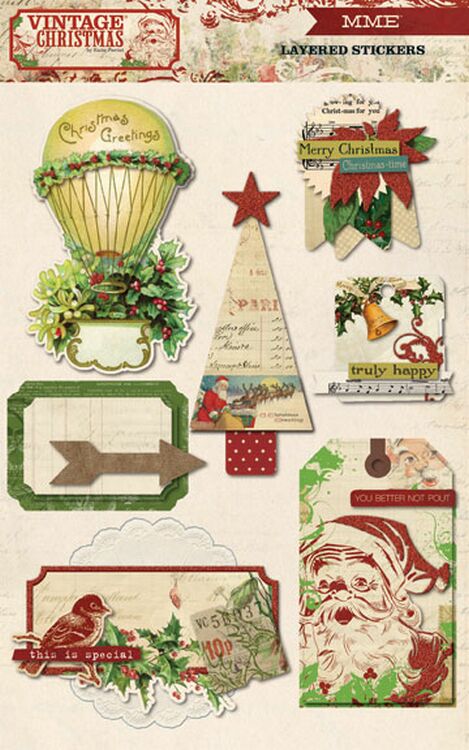 Vintage Christmas Layered Stickers Sold in Singles