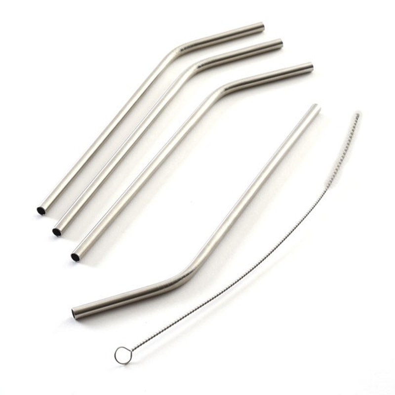 4 Stainless Steel Straws with 2 Cleaning Brushes