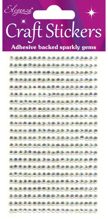 3mm Gems Iridescent Craft Stickers No.42 - 418 Pieces