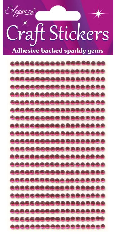 3mm Gems Hot Pink Craft Stickers No.34 - 418 Pieces