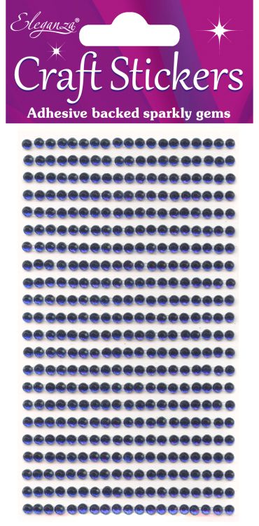 3mm Gems Sapphire Blue Craft Stickers No.72 - 418 Pieces