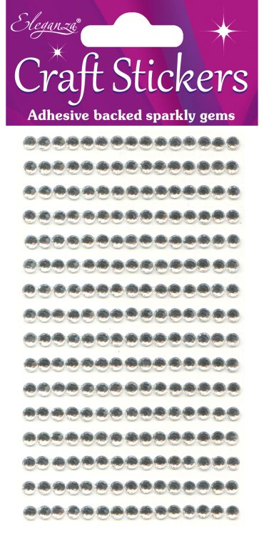 4mm Gems Clear/Silver Craft Stickers No.43 - 240 pieces