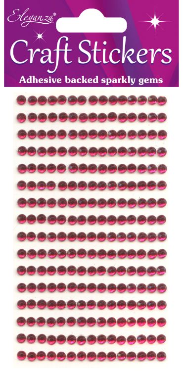 4mm Gems Hot Pink Craft Stickers No.34 - 240 pieces