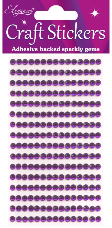 4mm Gems Amethyst Craft Stickers No.38 - 240 pieces