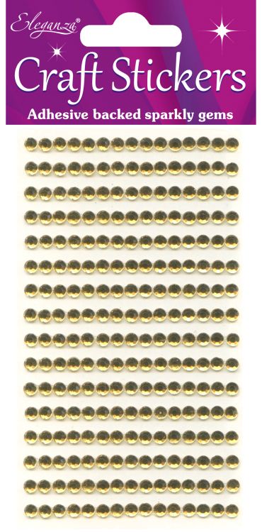 Stickers 4mm Gems Gold Craft Stickers No.35 - 240 pieces