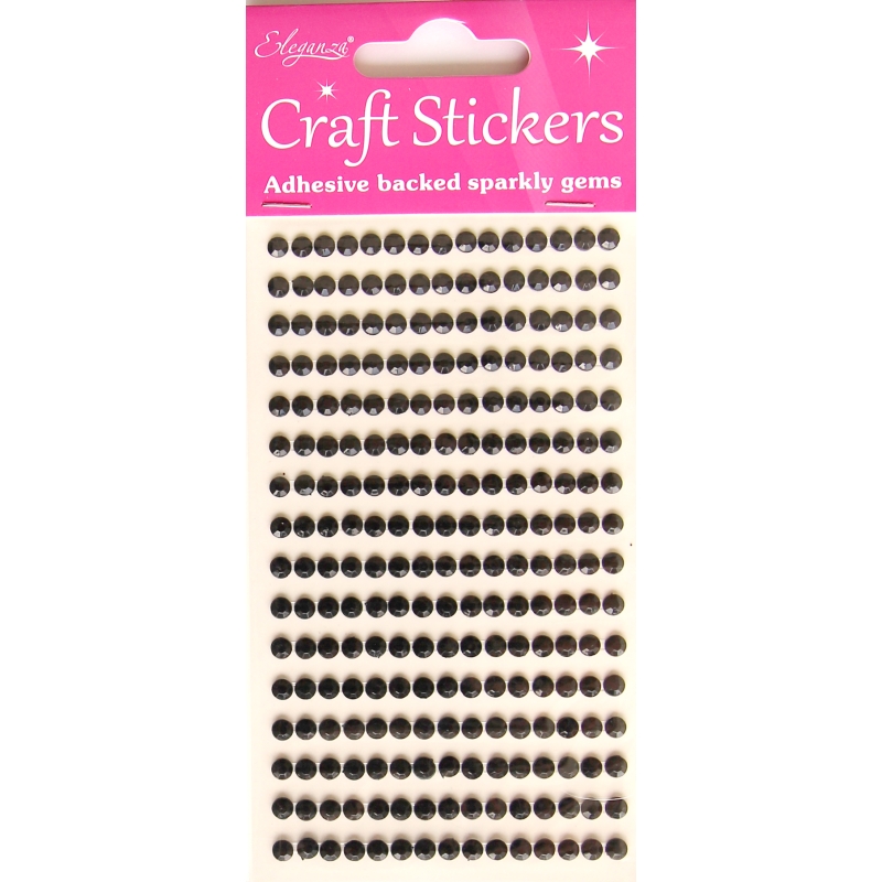 4mm Gems Black Craft Stickers - 240 pieces