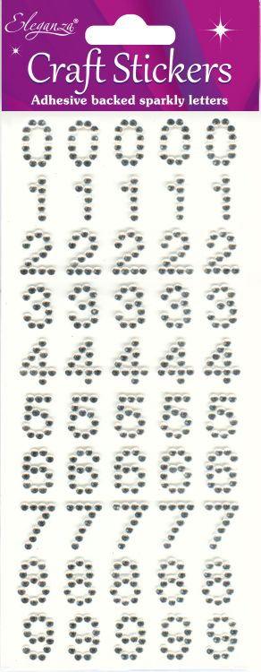 Numbers Craft Stickers Clear/Silver No.43
