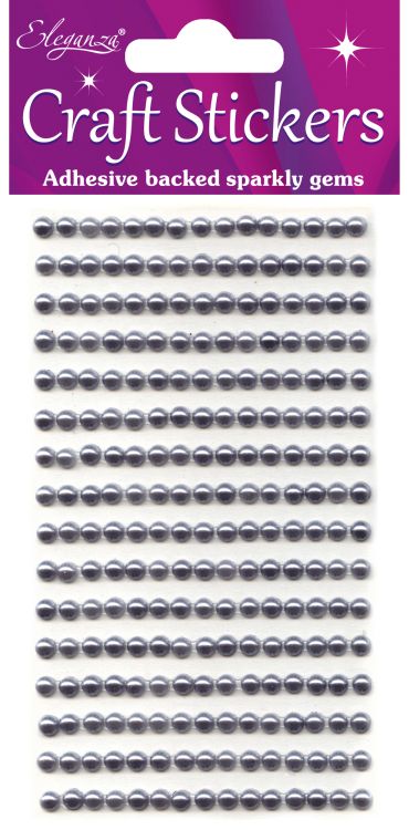 4mm Pearls Silver Craft Stickers No.24 - 240 pieces