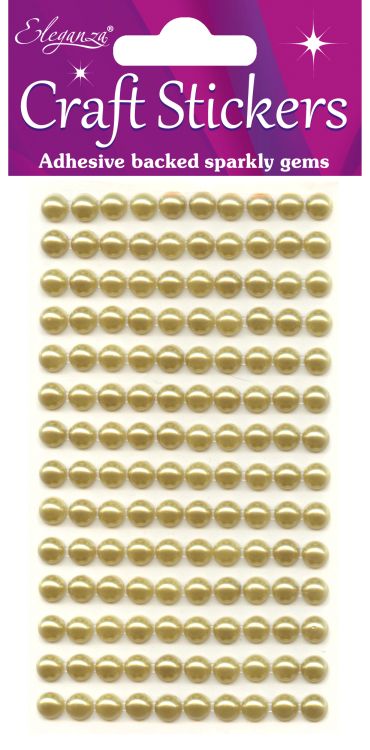 4mm Pearls Gold Craft Stickers No.35 - 240 pieces
