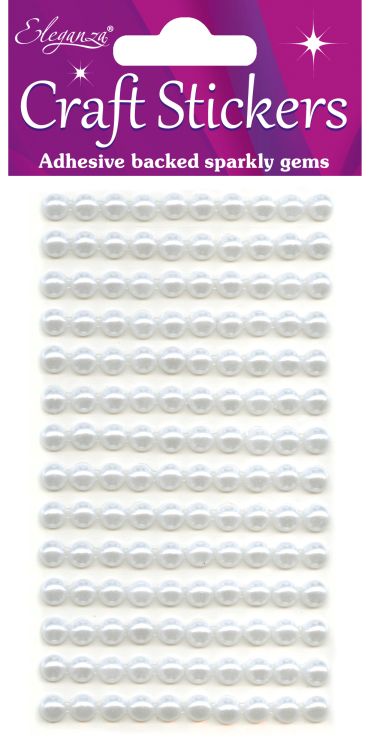 6mm Pearls White Craft Stickers No.01 - 140 Pieces