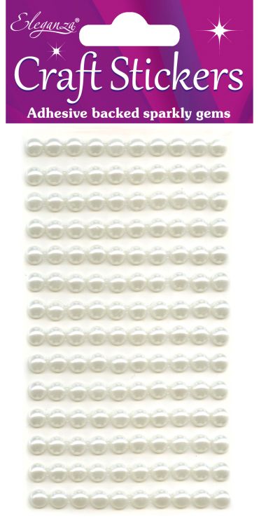 6mm Pearls Ivory Craft Stickers No.61 - 140 Pieces 