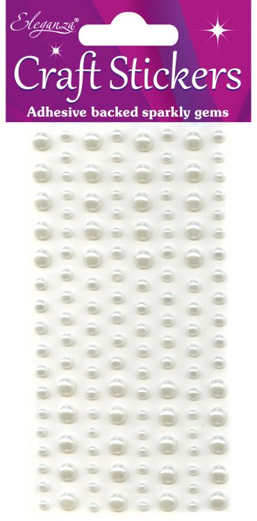 3mm-6mm Pearls Ivory Craft Stickers No.61 - 136 Pieces