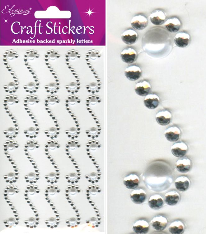 Diamond Pearl Scroll Craft Stickers x 20 pcs