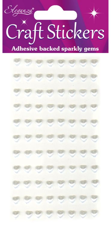 6mm Pearl Hearts White  Craft Stickers No.01 - 88 Pieces