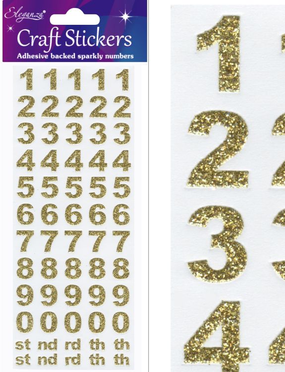 Bold Number Set Gold Craft Stickers No.65
