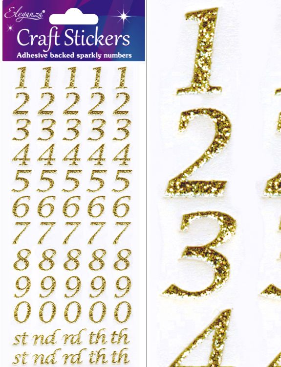 Stylised Number Set Gold Craft Stickers  No.65