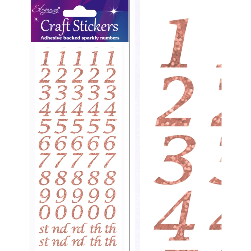 Stylised Number Craft Stickers Set Gold No.65
