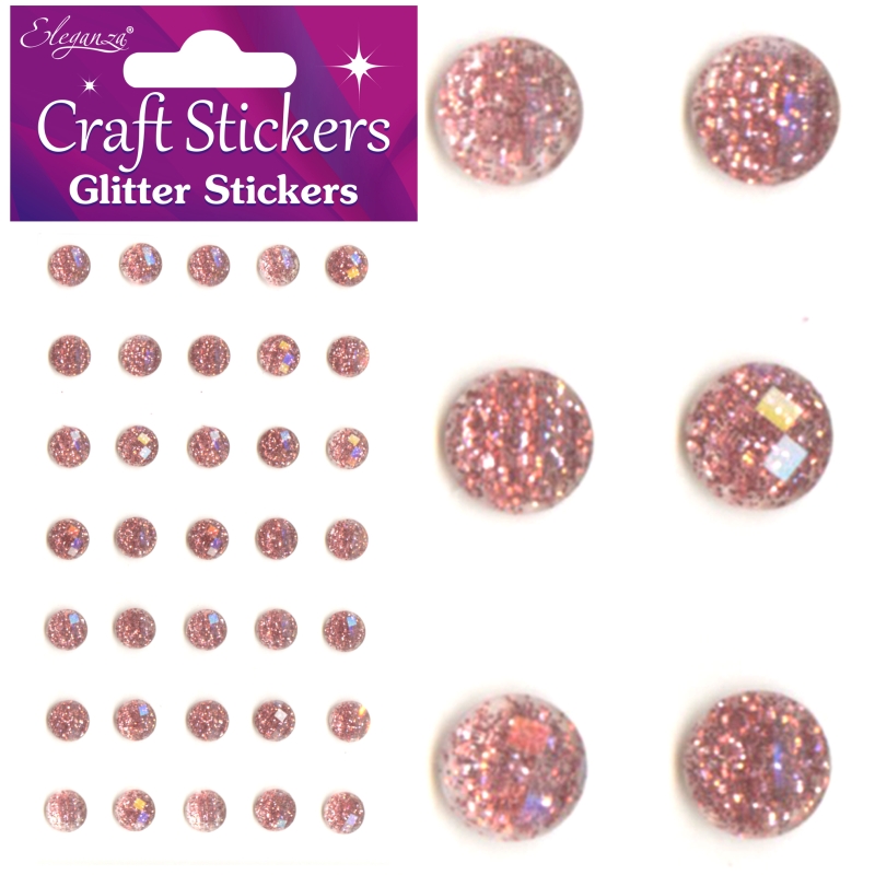 Glitter Gems Craft Stickers  - 8mm - Rose Gold - 35mm Pieces