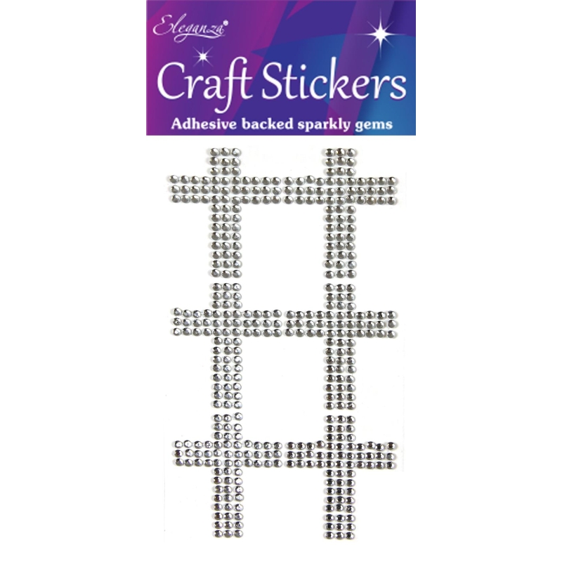 Diamante Cross Silver Eleganza Craft Stickers - 6 pieces