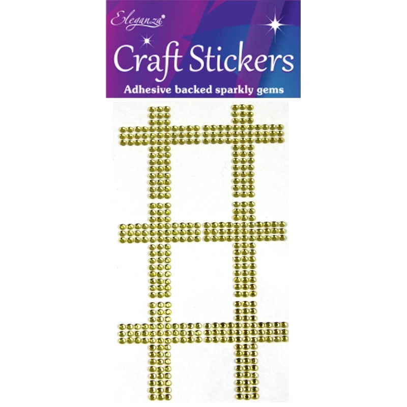 Diamante Cross Gold Eleganza Craft Stickers - 6 pieces